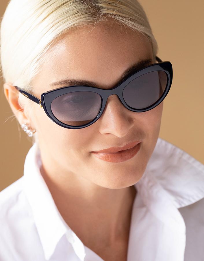 DOLCE & GABBANA-Blue Slim Cat Eye Sunglasses-BLUE