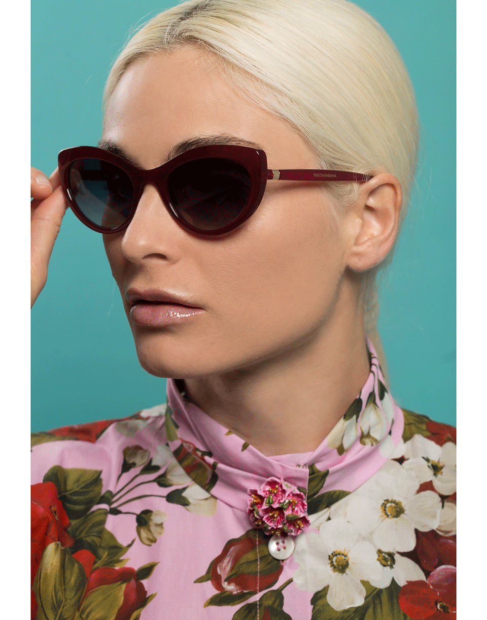 DOLCE & GABBANA-Bordeaux Slim Cat Eye Sunglasses-BORDEAUX