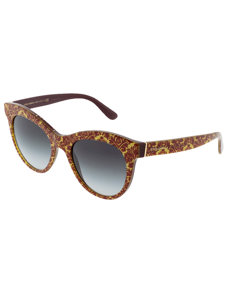 DOLCE & GABBANA-Damascus Glitter Sunglasses-BORDEAUX