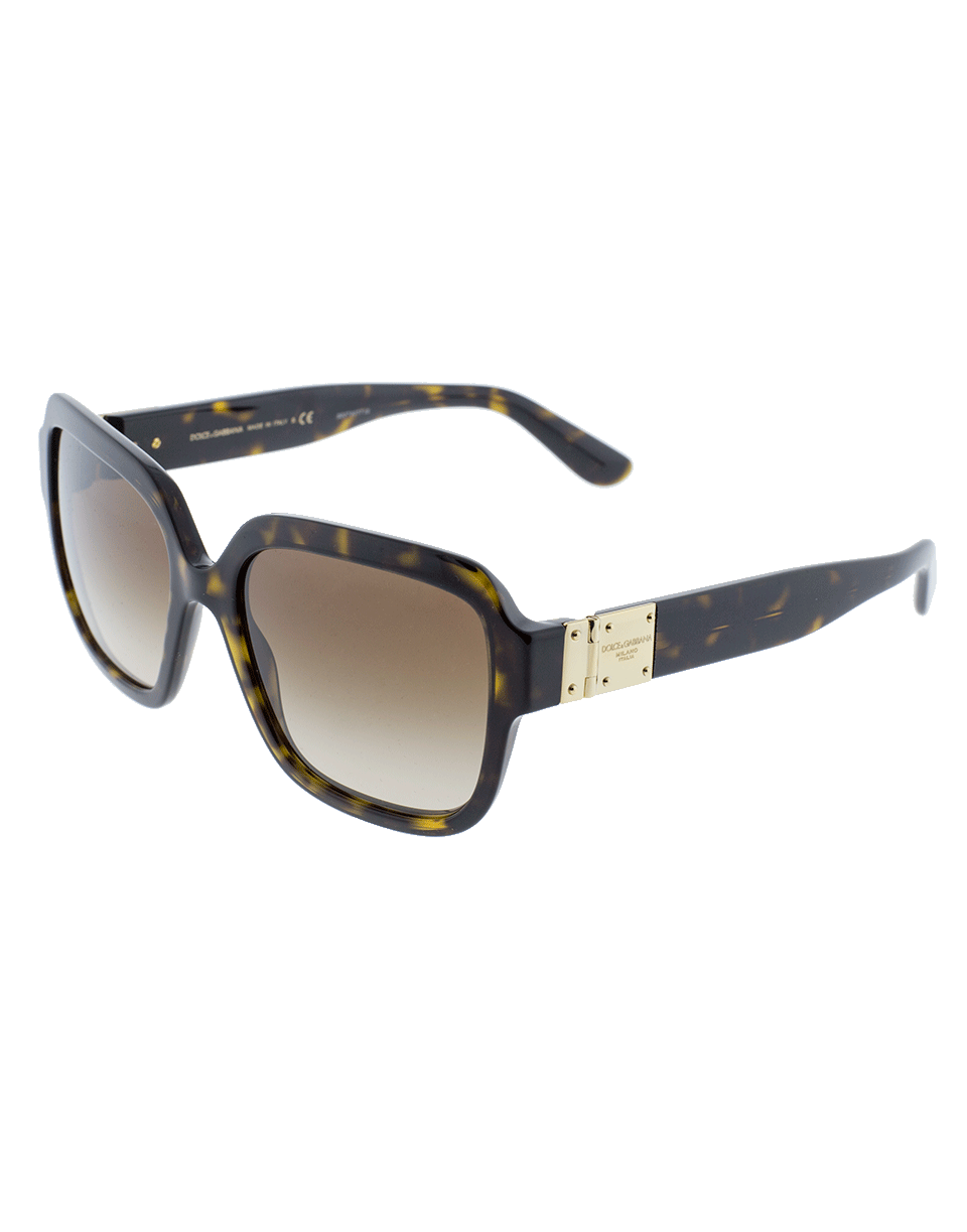 DOLCE & GABBANA-Large Havana Square Frame Sunglasses-BROWN