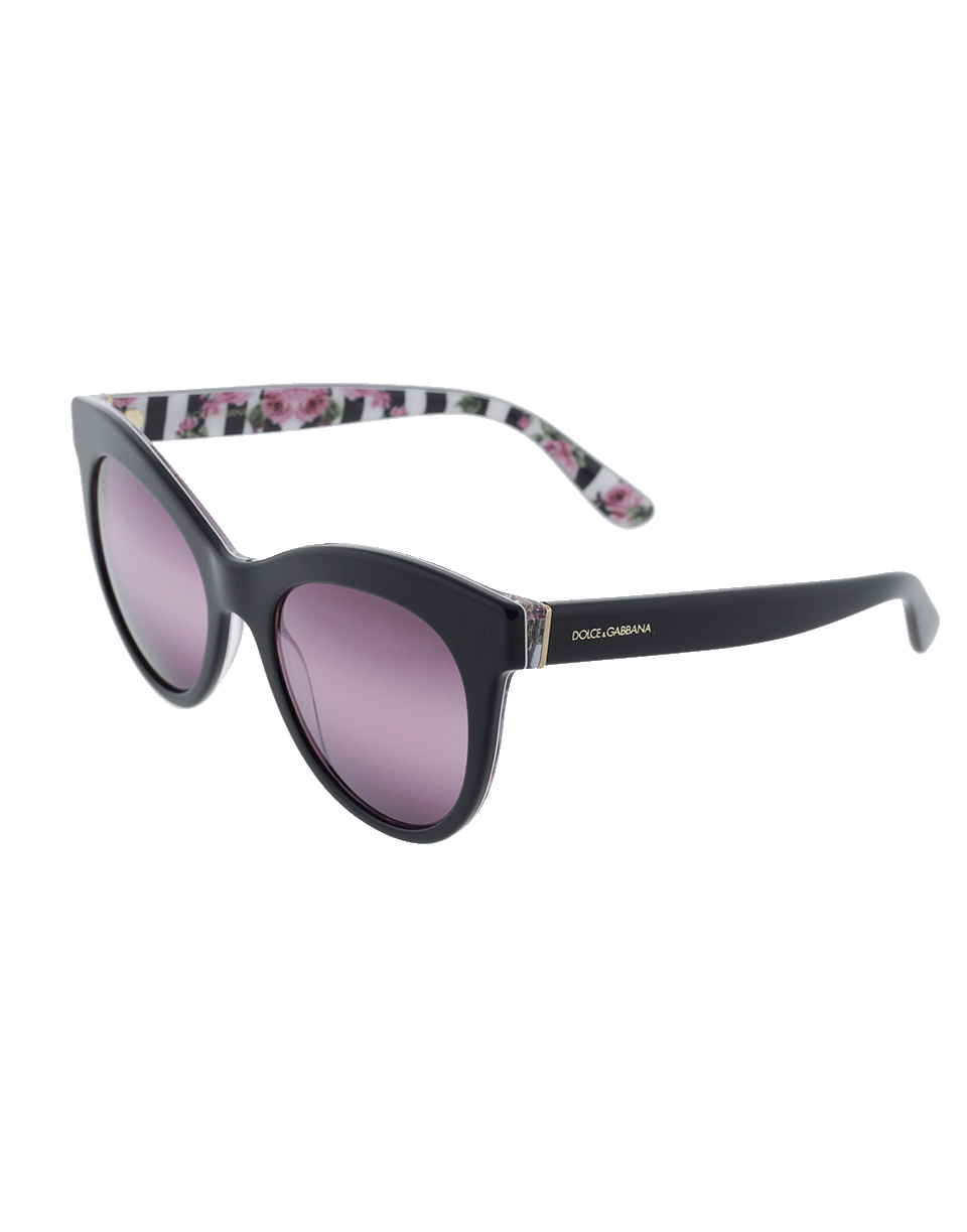 DOLCE & GABBANA-Rose Print Sunglasses-BRWN PNK