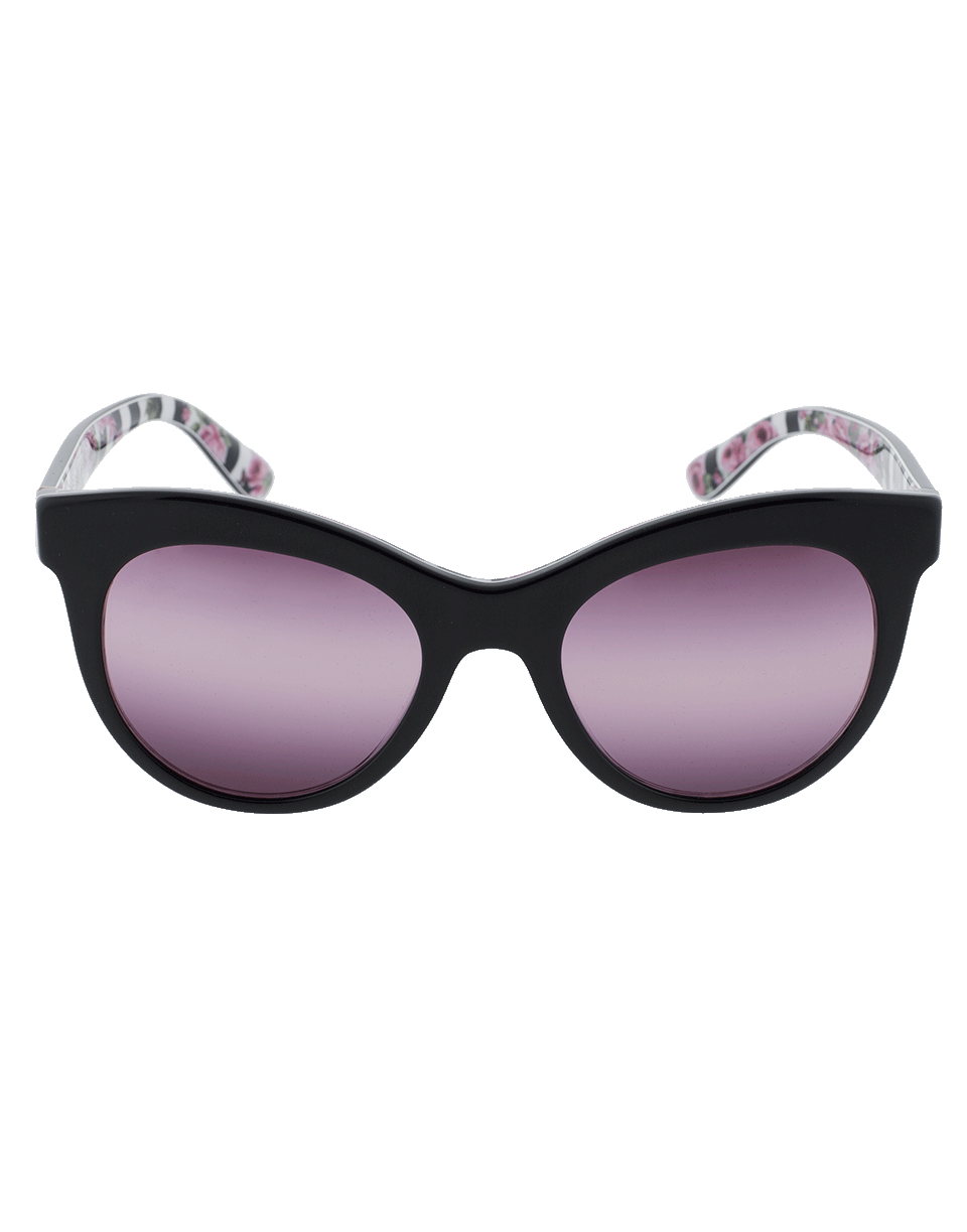 DOLCE & GABBANA-Rose Print Sunglasses-BRWN PNK