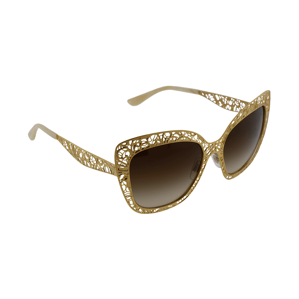 DOLCE & GABBANA-Metal Butterfly Sunglasses-GLD/BRWN