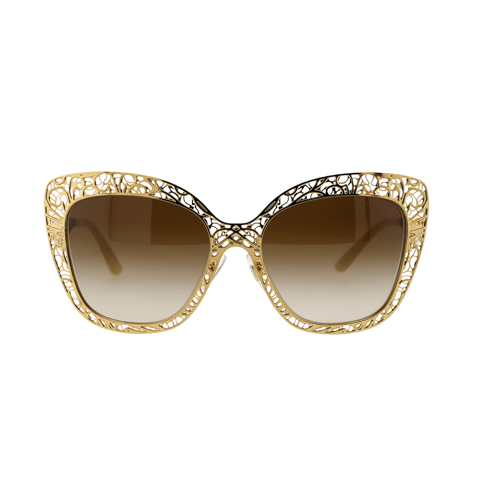 DOLCE & GABBANA-Metal Butterfly Sunglasses-GLD/BRWN