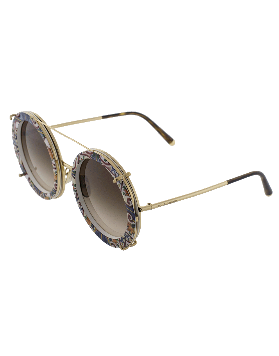 DOLCE & GABBANA-Havana Maioliche Sunglasses-GOLD