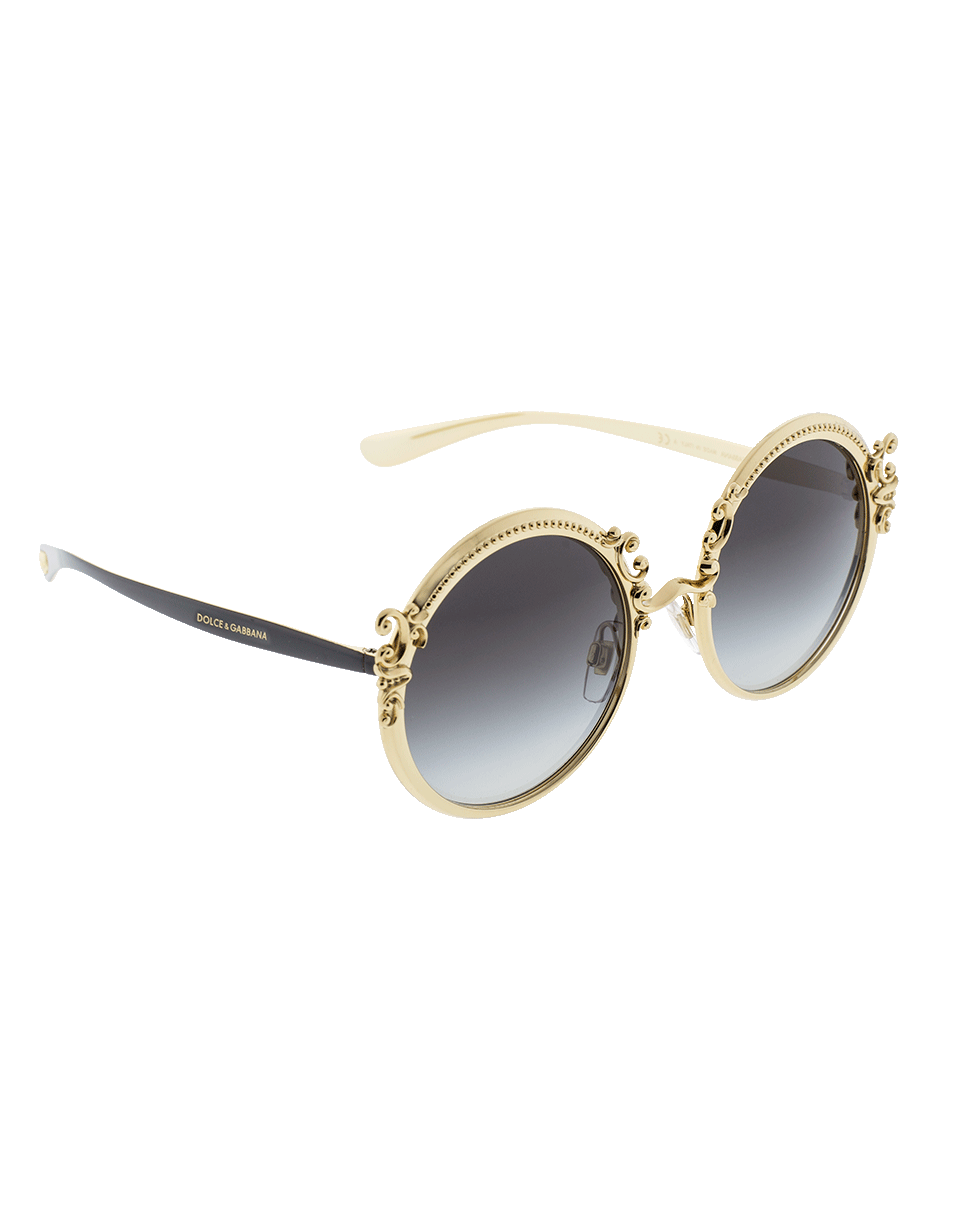 DOLCE & GABBANA-Round Metal Frame Sunglasses-GOLD