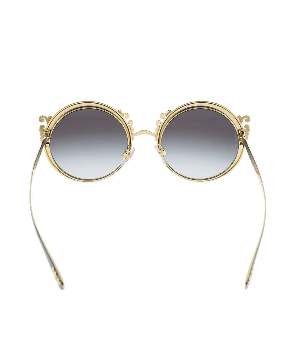 DOLCE & GABBANA-Round Metal Frame Sunglasses-GOLD
