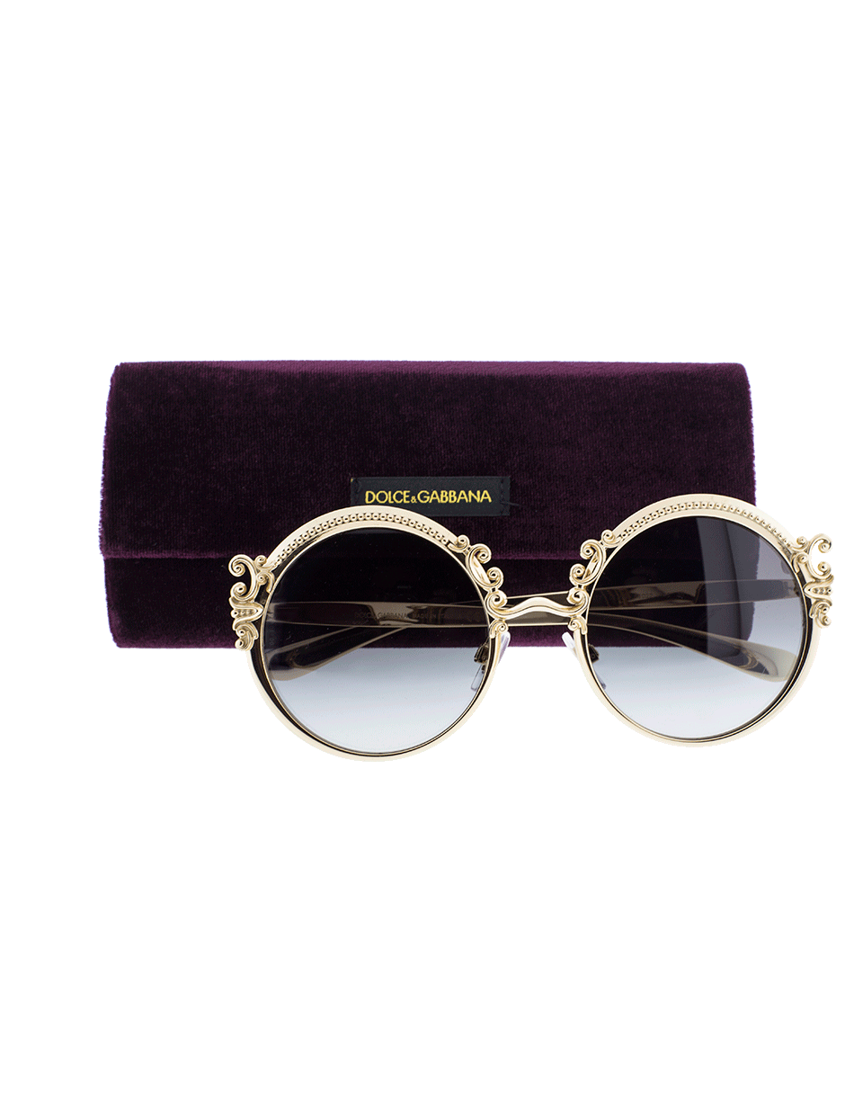 DOLCE & GABBANA-Round Metal Frame Sunglasses-GOLD
