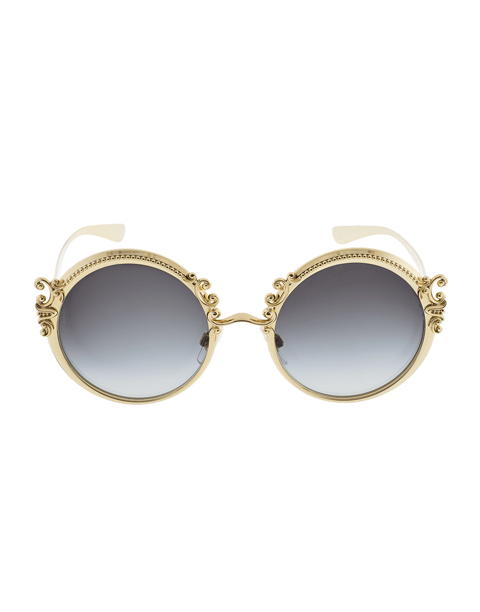 DOLCE & GABBANA-Round Metal Frame Sunglasses-GOLD