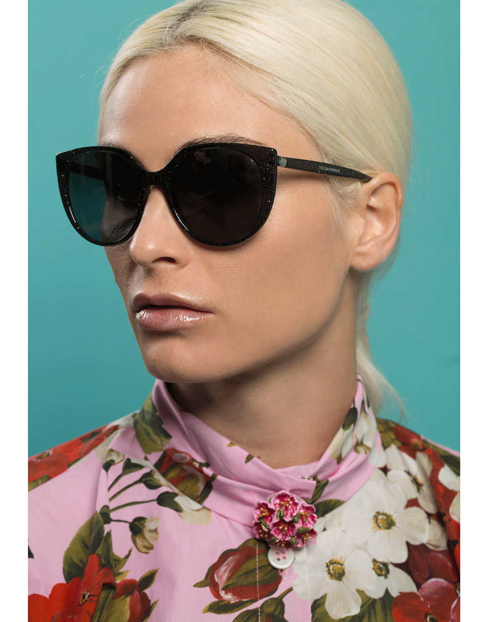 DOLCE & GABBANA-Glitter Sunglasses-GREY