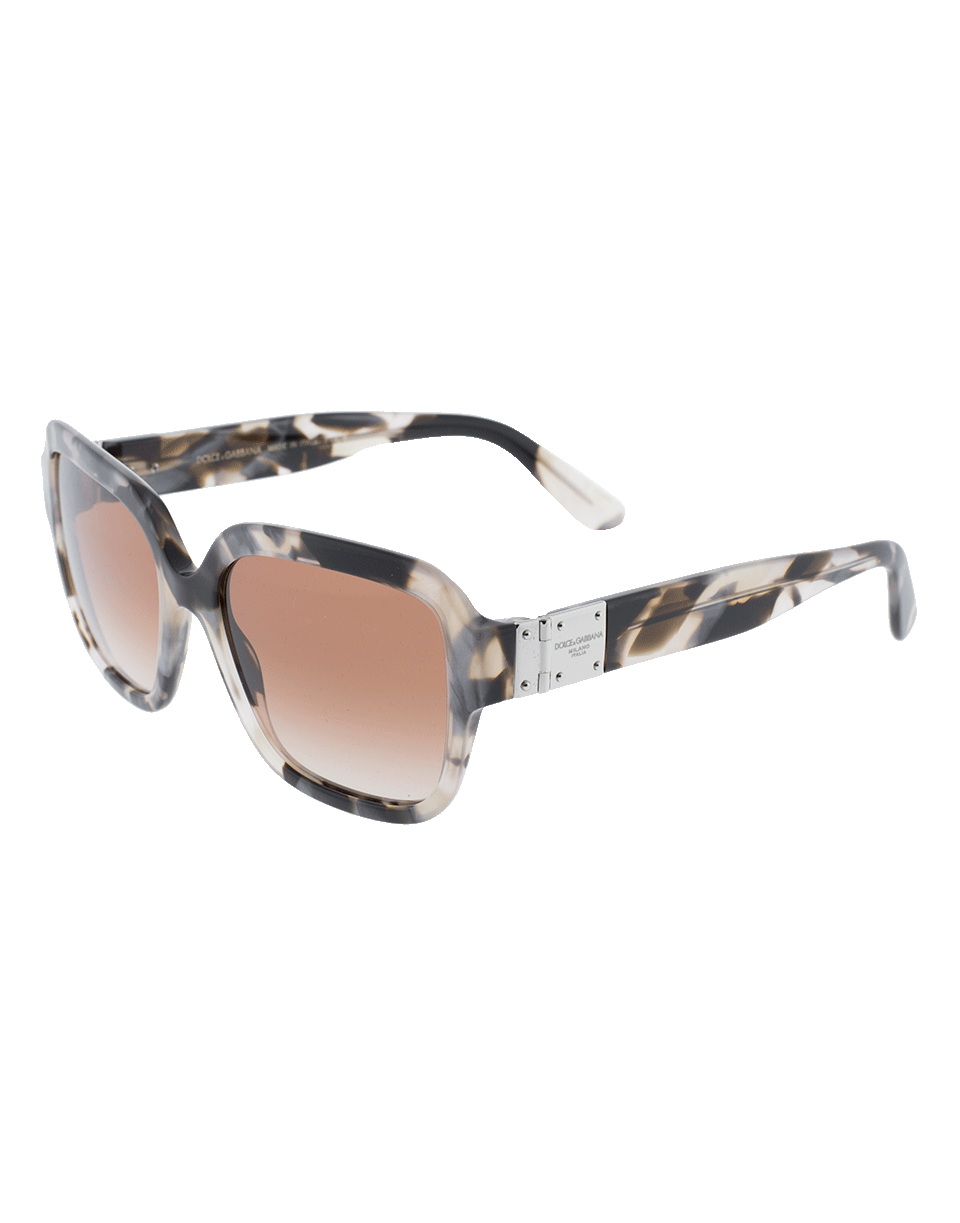 DOLCE & GABBANA-Large Havana Square Frame Sunglasses-PEARLGRY