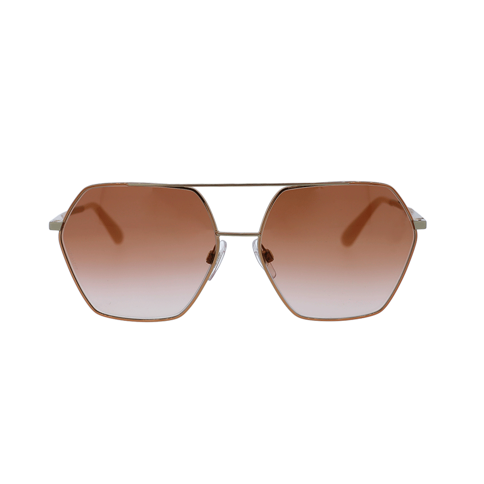 DOLCE & GABBANA-Double Bridge Hexagonal Sunglasses-PINK/GLD