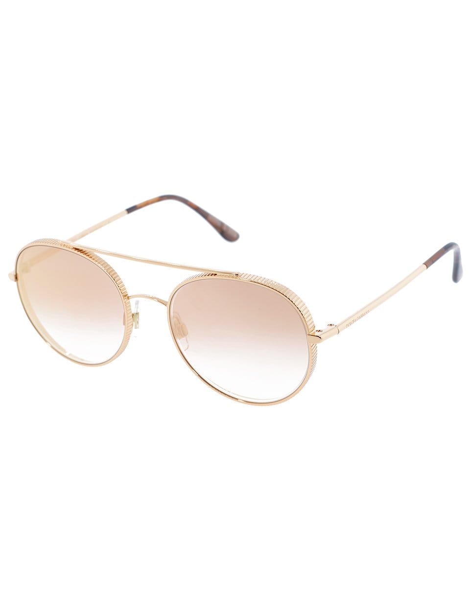 DOLCE & GABBANA-Double Bridge Round Sunglasses-PNK/GLD