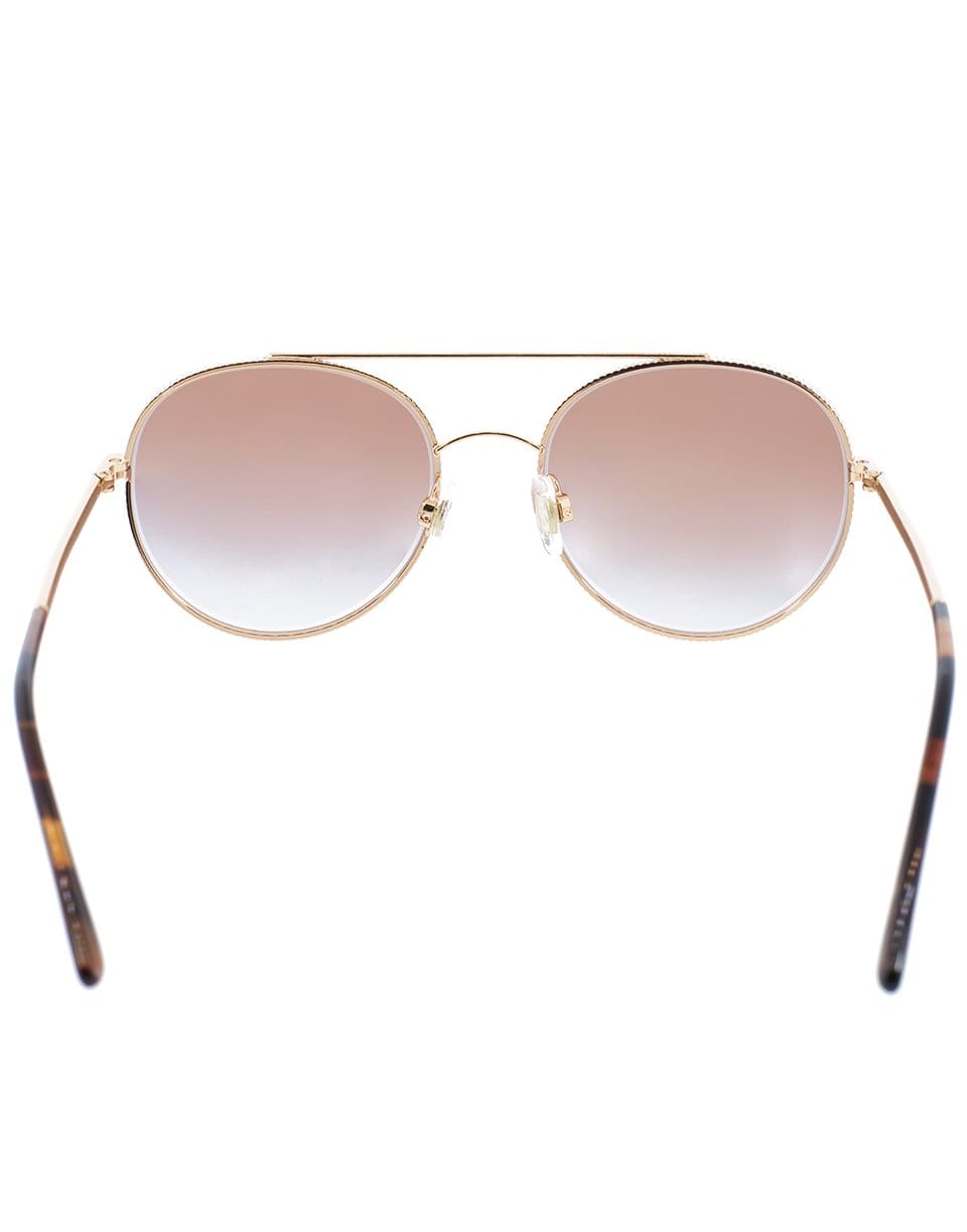 DOLCE & GABBANA-Double Bridge Round Sunglasses-PNK/GLD