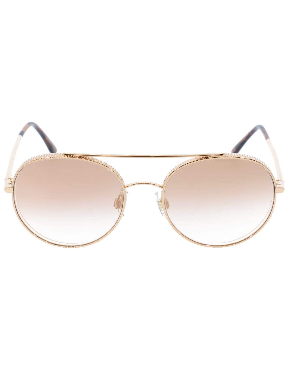 DOLCE & GABBANA-Double Bridge Round Sunglasses-PNK/GLD