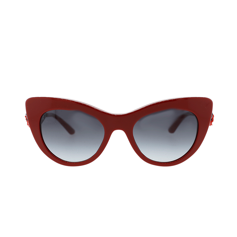 DOLCE & GABBANA-Embellished Cat Eye Sunglasses-RED/GRY