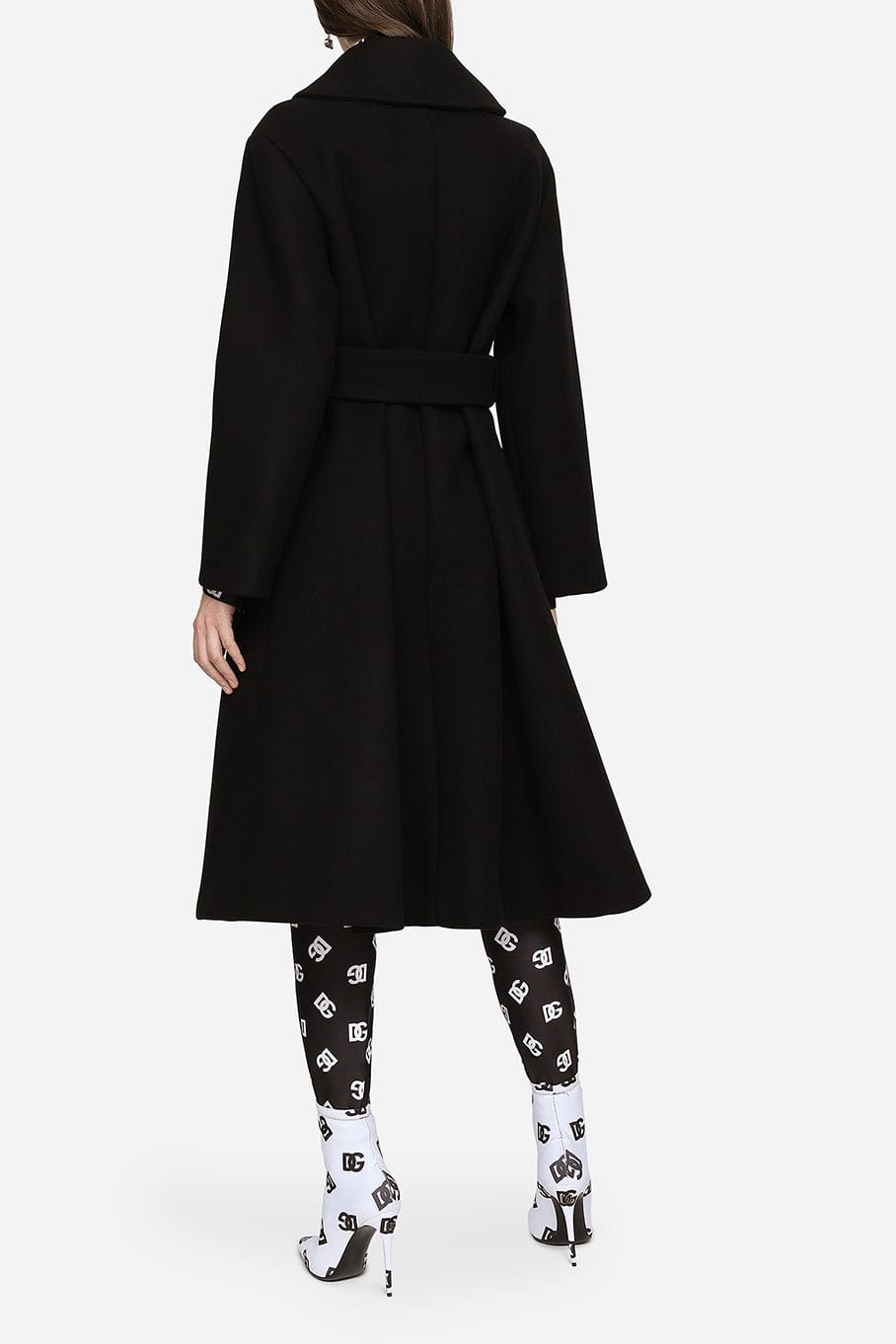 DOLCE & GABBANA-Wool Belted Coat-NERO