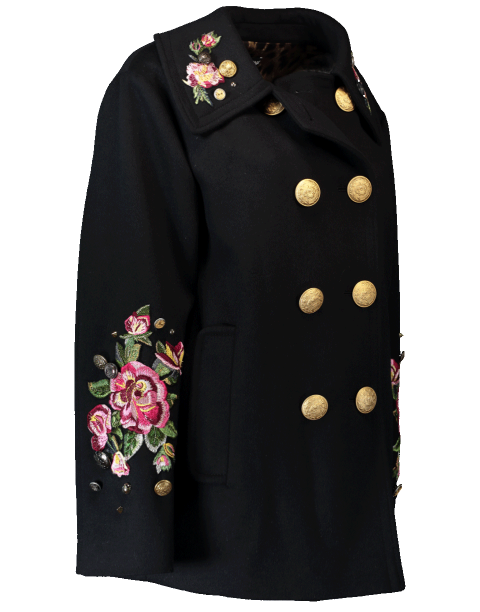 DOLCE & GABBANA-Embroidered Coat-BLACK