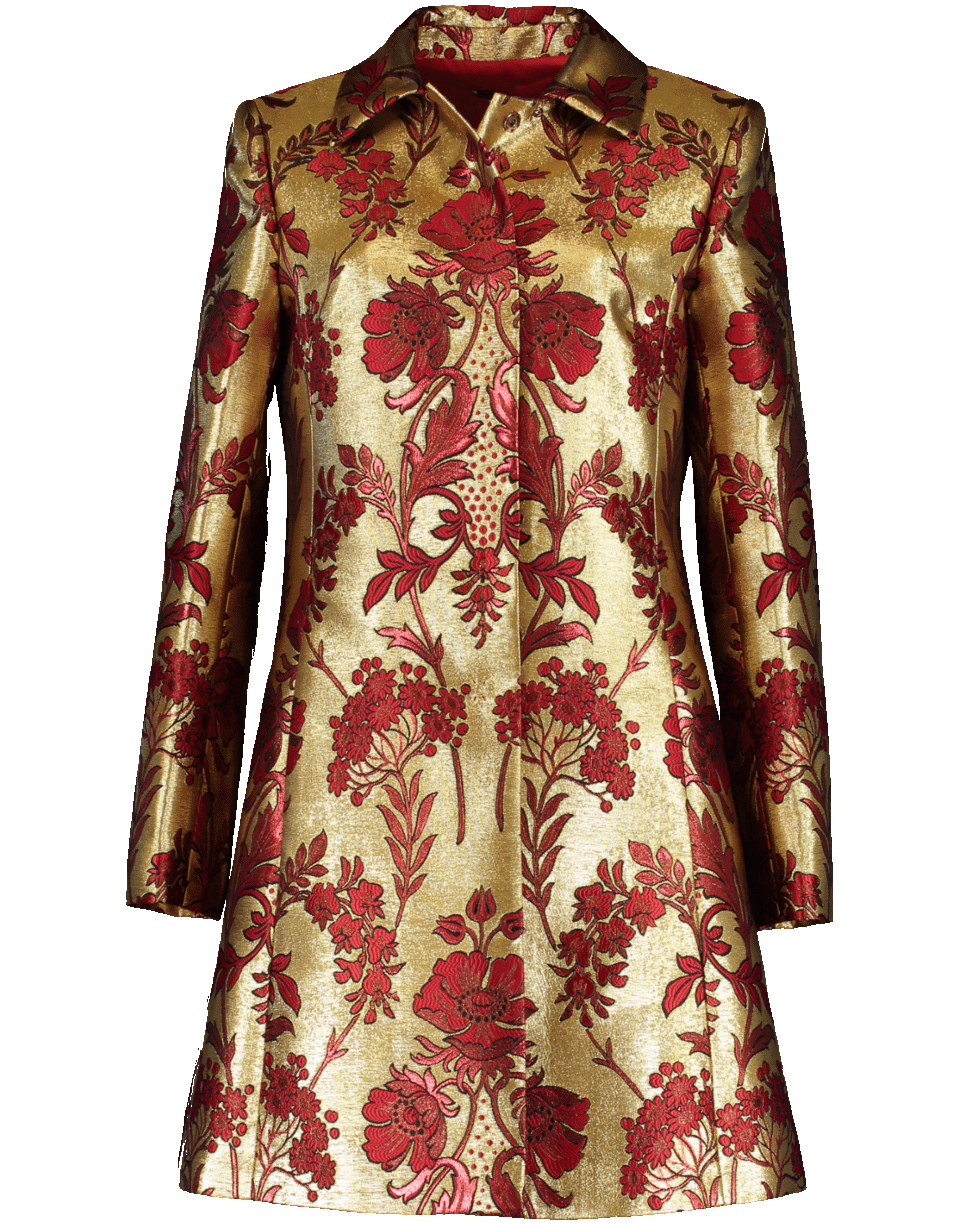 DOLCE & GABBANA-Lurex Jacquard Fitted Coat-GLD/RED
