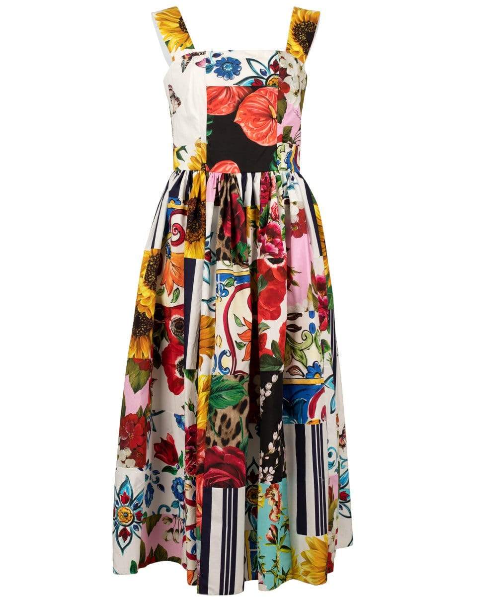 DOLCE & GABBANA-Floral Patchwork Sleeveless Sun Dress-