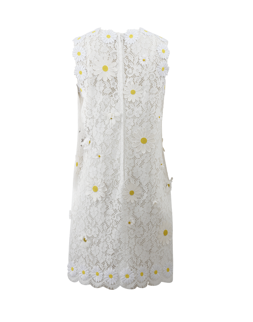 DOLCE & GABBANA-Daisy Applique Lace Shift Dress-BIANCO