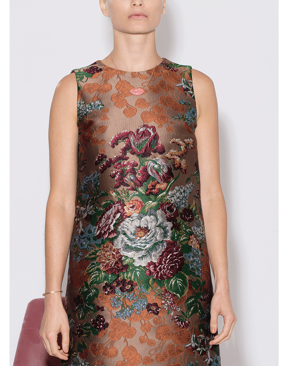 DOLCE & GABBANA-Jacquard Floral Shift Dress-
