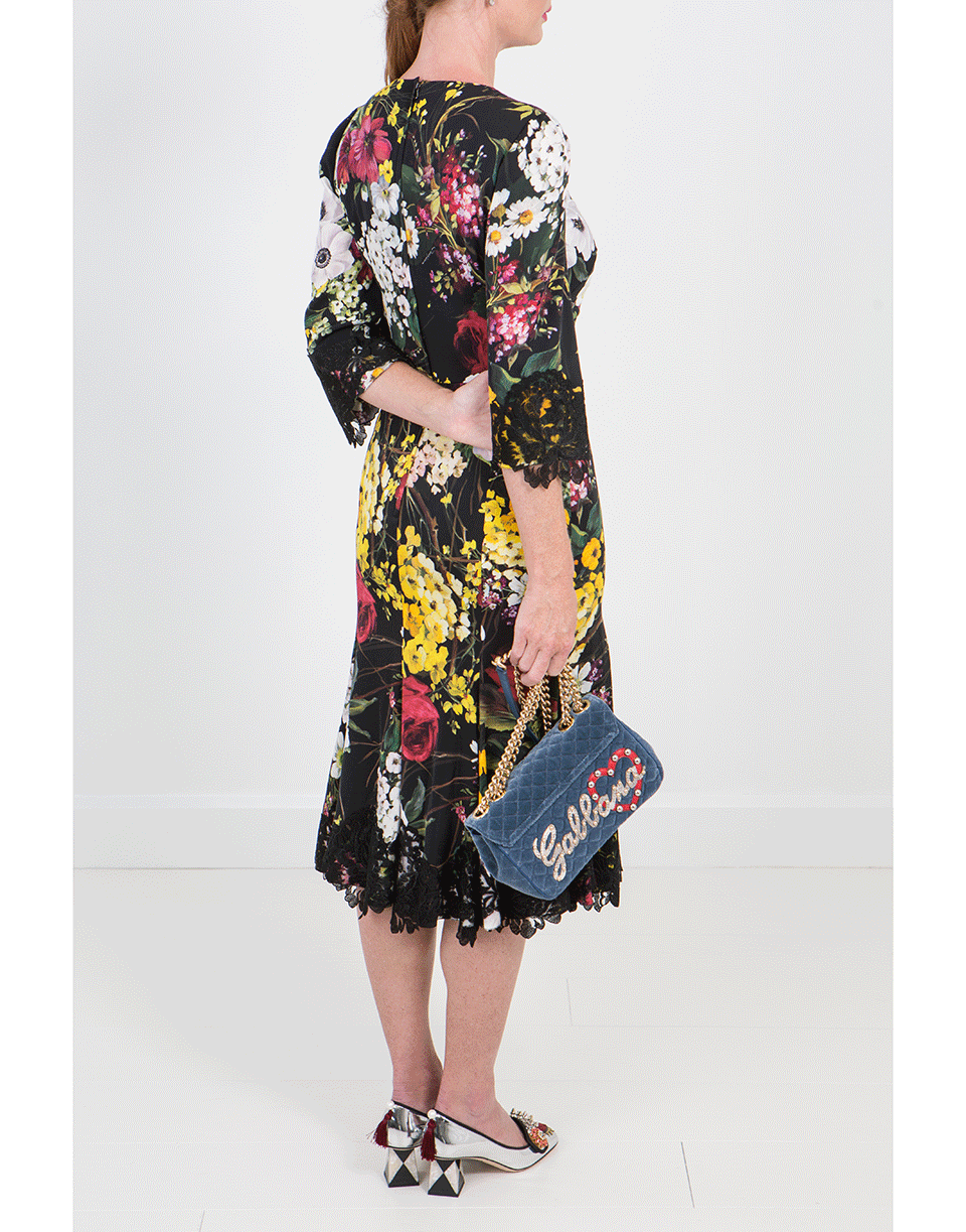 DOLCE & GABBANA-Lace Trim Dress-
