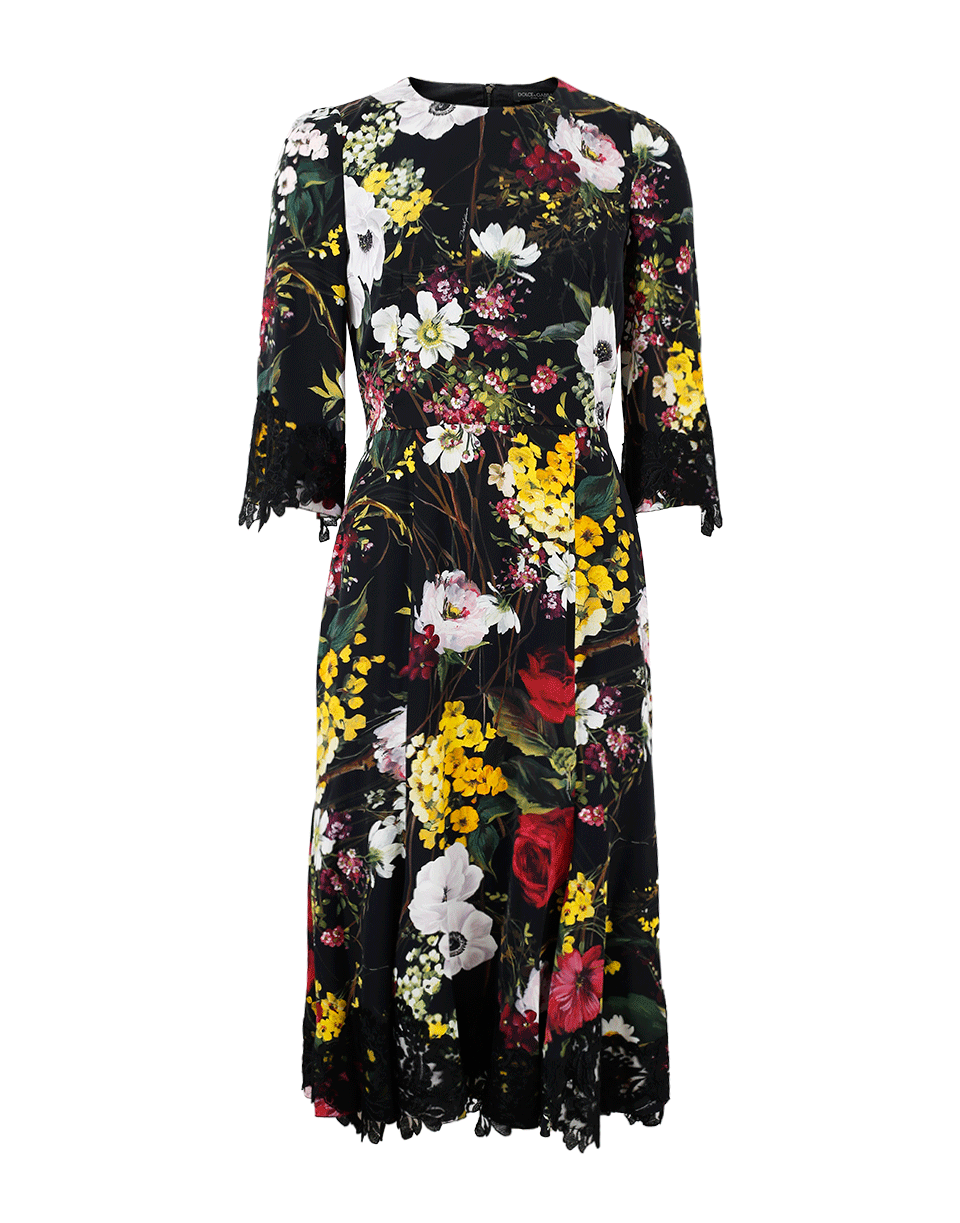 DOLCE & GABBANA-Lace Trim Dress-