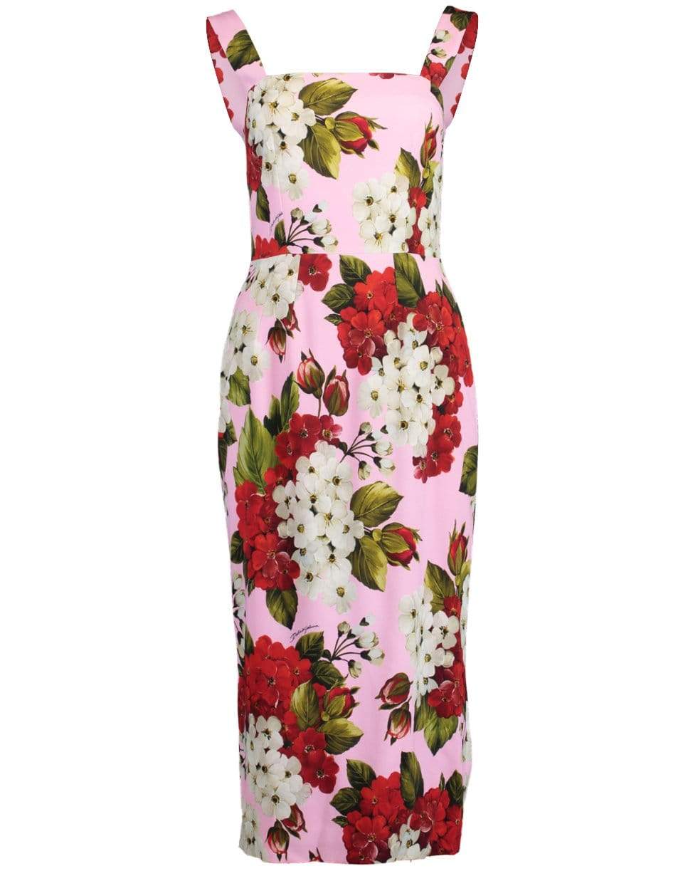 DOLCE & GABBANA-Square Neck Flower Print Tank Dress-