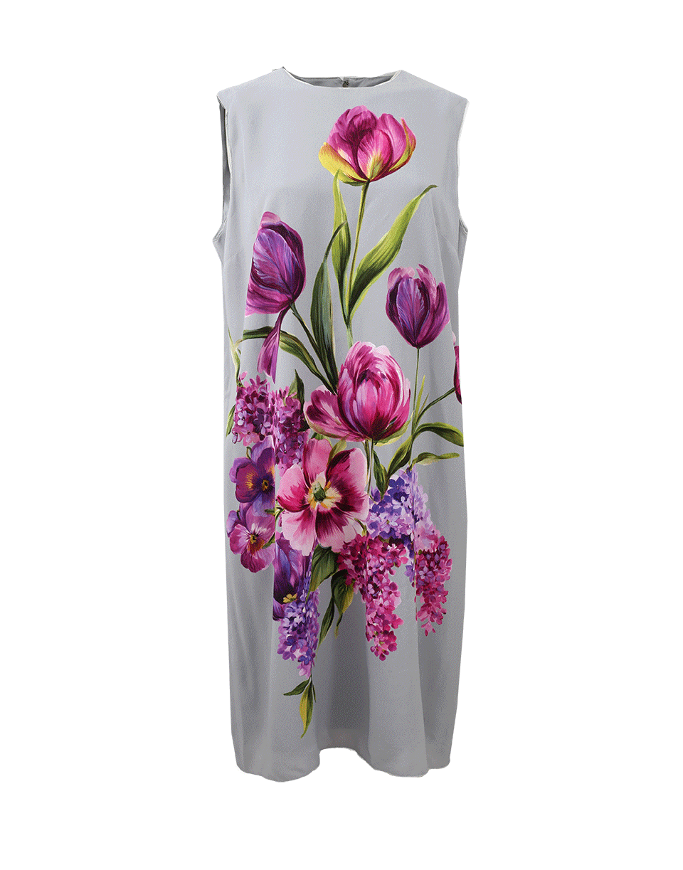 DOLCE & GABBANA-Floral Print Dress-GREY