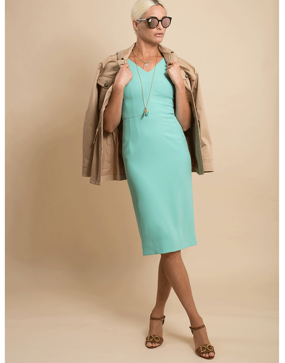 DOLCE & GABBANA-Stretch Cady Slim V-Neck Dress-