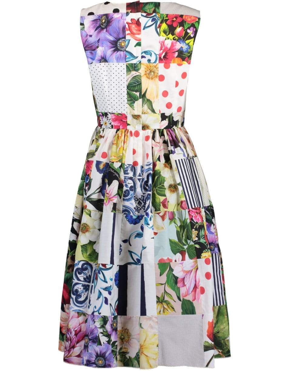 DOLCE & GABBANA-Patchwork Print Cotton Poplin Sun Dress-MULTI