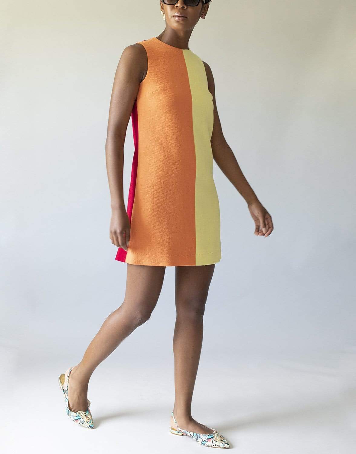 DOLCE & GABBANA-Sleeveless Color Block A-Line Dress-