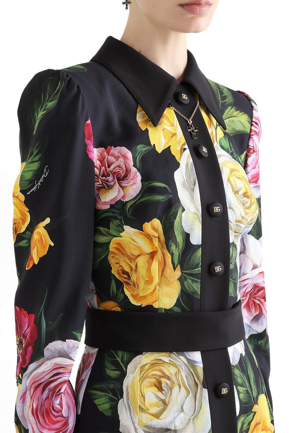 Long Sleeve Printed Shirt Dress-PEONROSE-38-CLOTHINGDRESSCASUAL-DOLCE & GABBANA