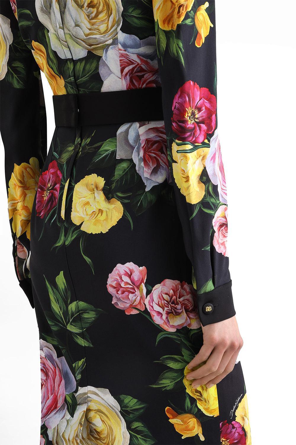 Long Sleeve Printed Shirt Dress-PEONROSE-38-CLOTHINGDRESSCASUAL-DOLCE & GABBANA
