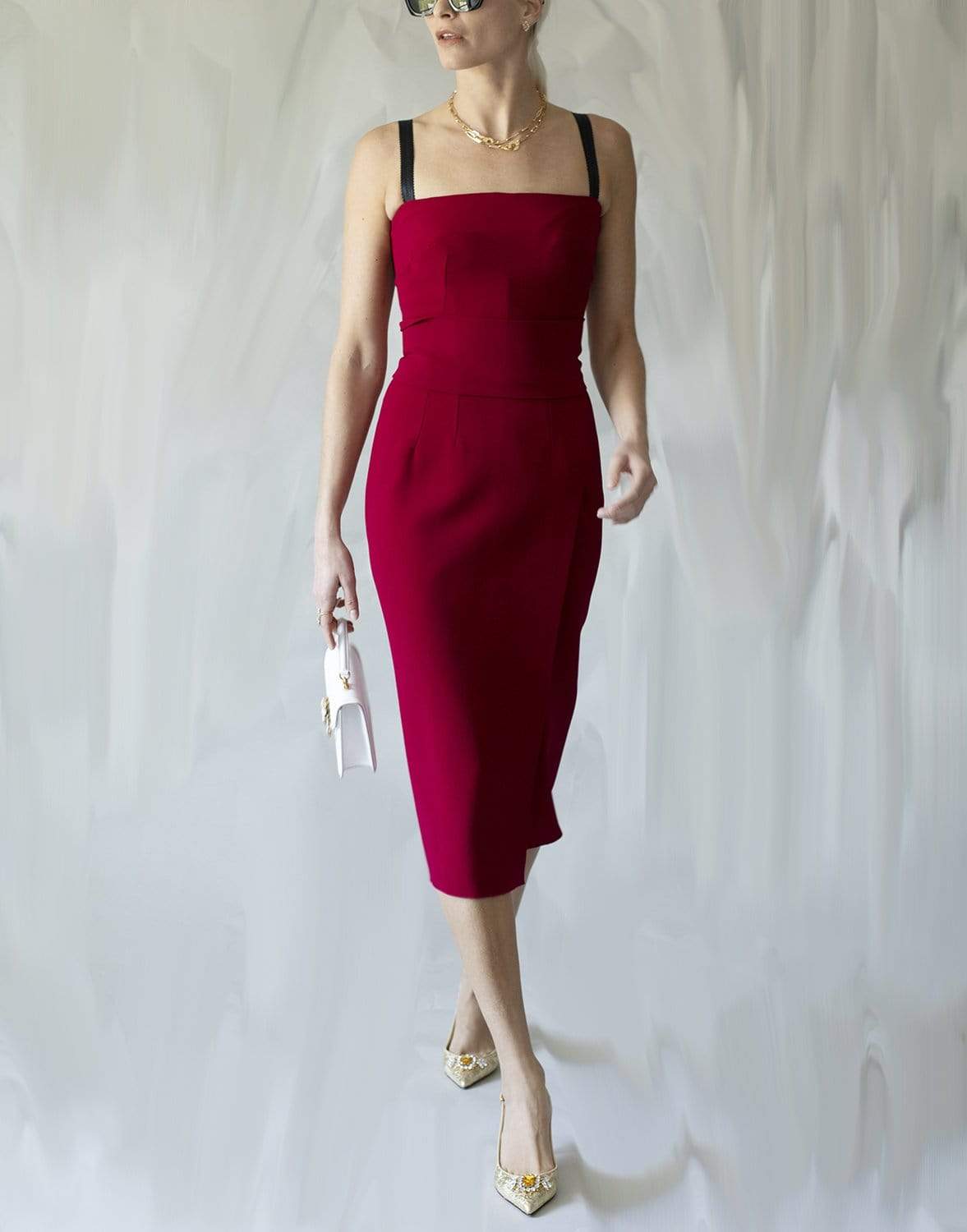 DOLCE & GABBANA-Calf-Length Cady Dress With Slit-
