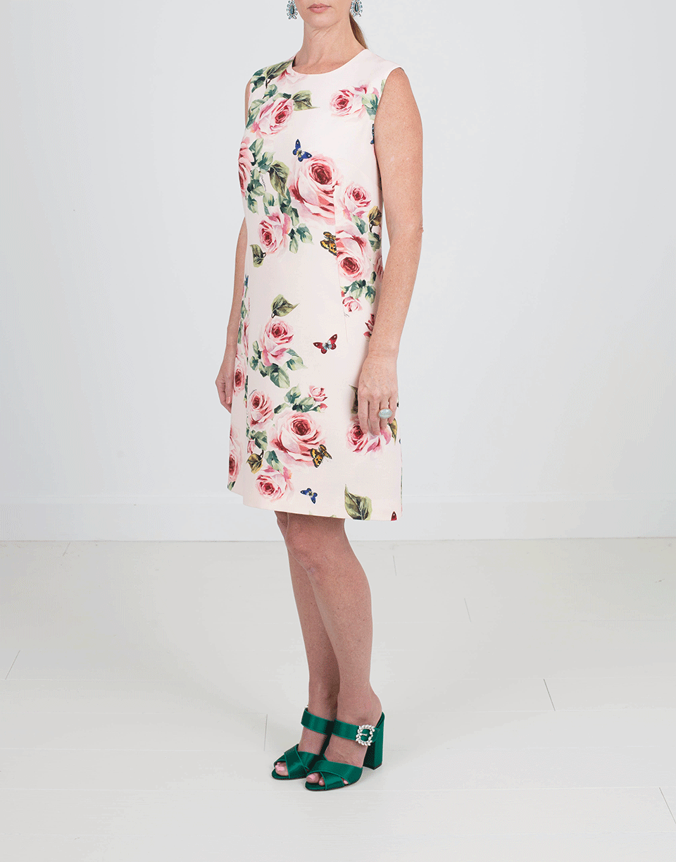 DOLCE & GABBANA-Rose Print Shift Dress-