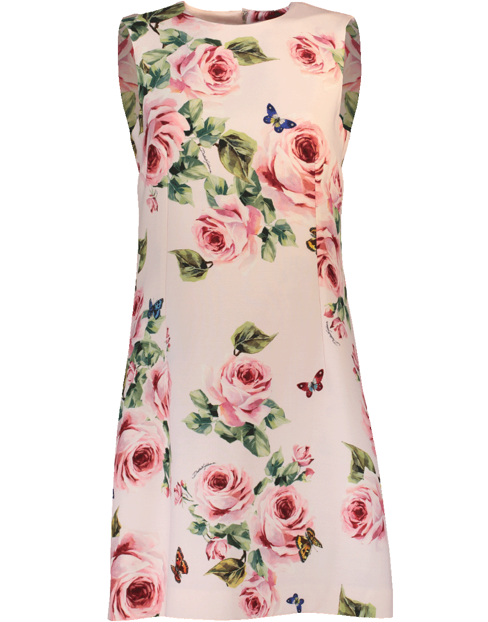 DOLCE & GABBANA-Rose Print Shift Dress-