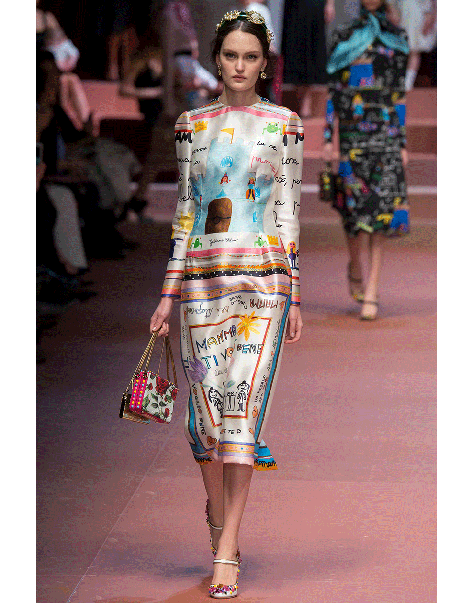DOLCE & GABBANA-Childs Drawing Dress-WHITE