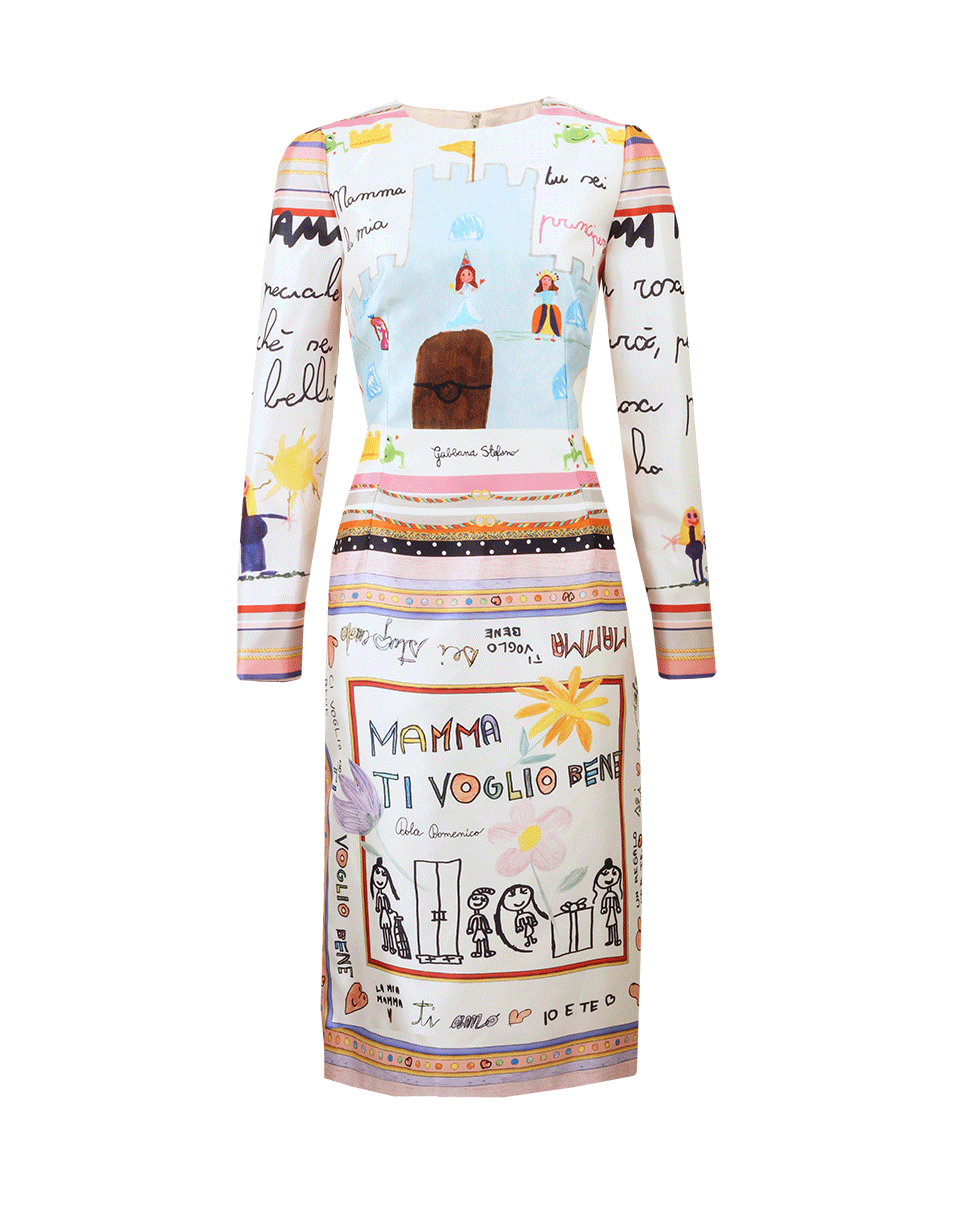 DOLCE & GABBANA-Childs Drawing Dress-WHITE