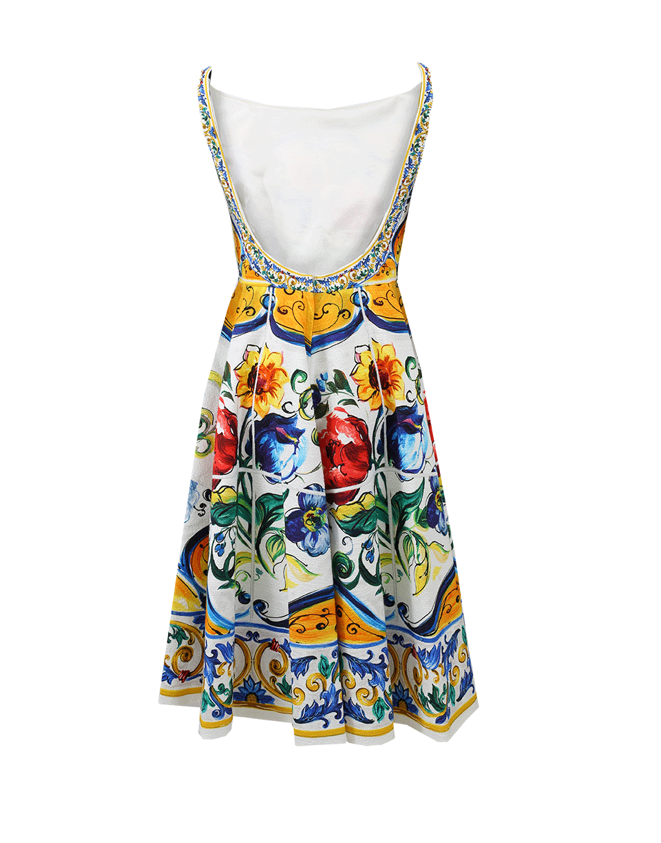 DOLCE & GABBANA-Maiolica Low Back Dress-WHT