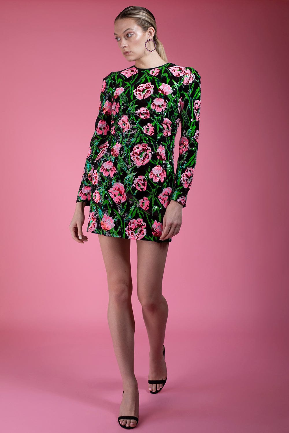 DOLCE & GABBANA-Long Sleeve Sequin Mini Dress-