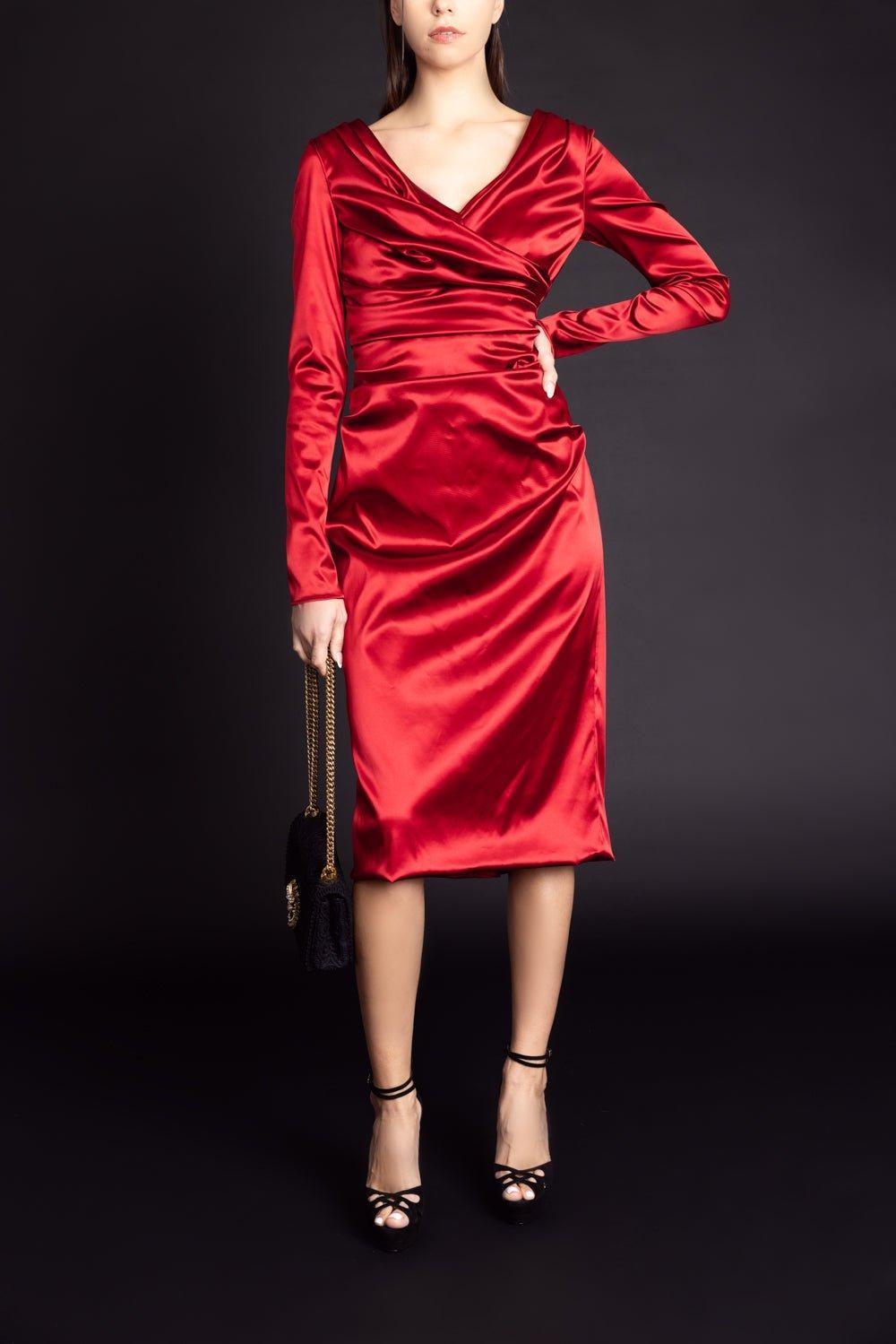 DOLCE & GABBANA-Ruched Midi Dress-