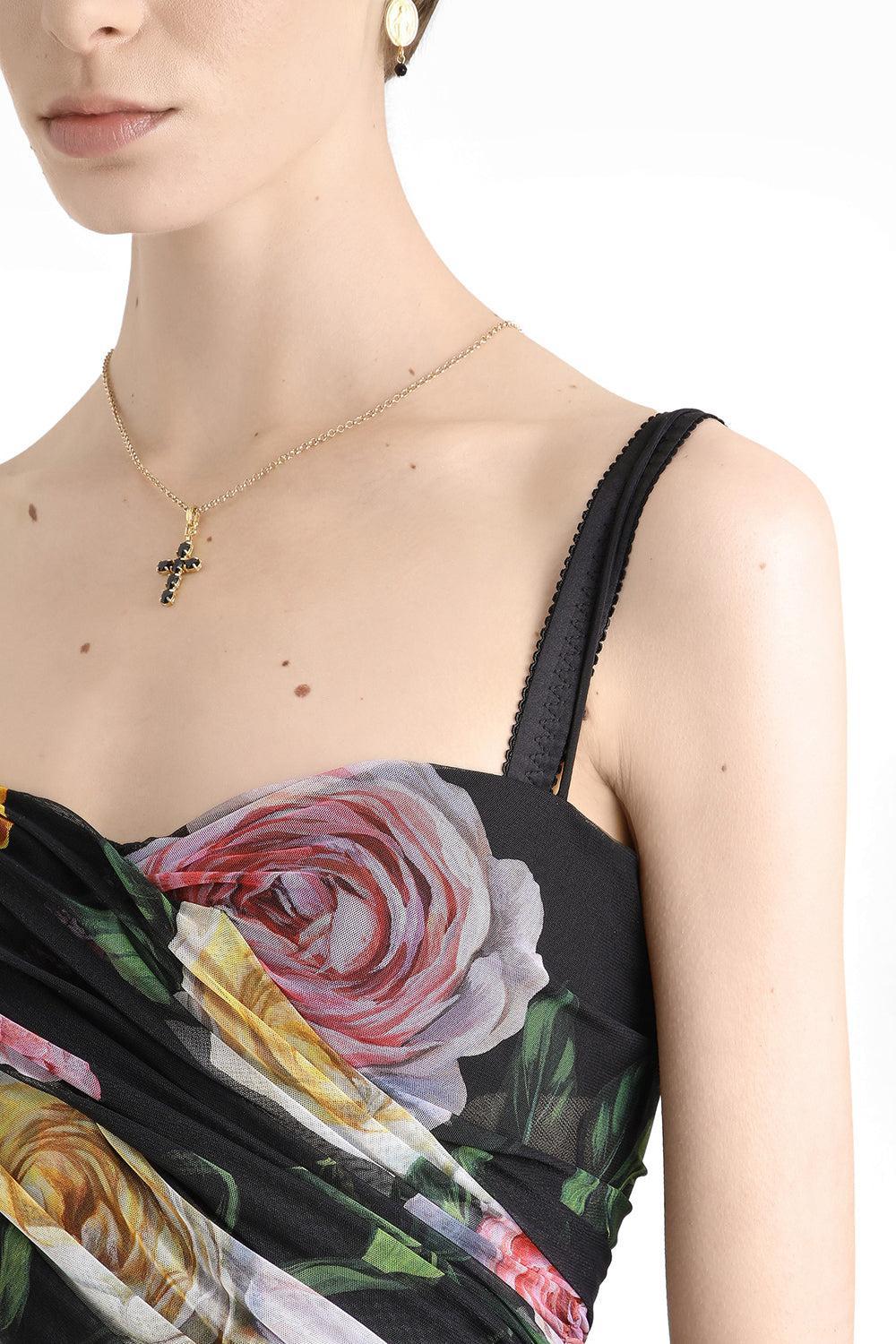 Draping Printed Short Dress-PEONROSE-40-CLOTHINGDRESSCOCKTAIL-DOLCE & GABBANA