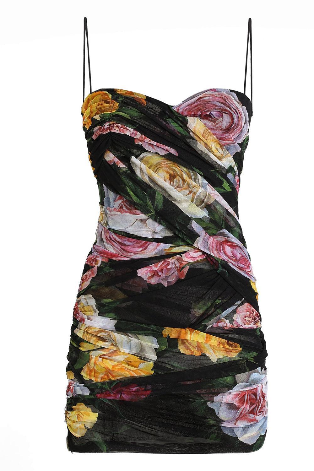 Draping Printed Short Dress-PEONROSE-40-CLOTHINGDRESSCOCKTAIL-DOLCE & GABBANA