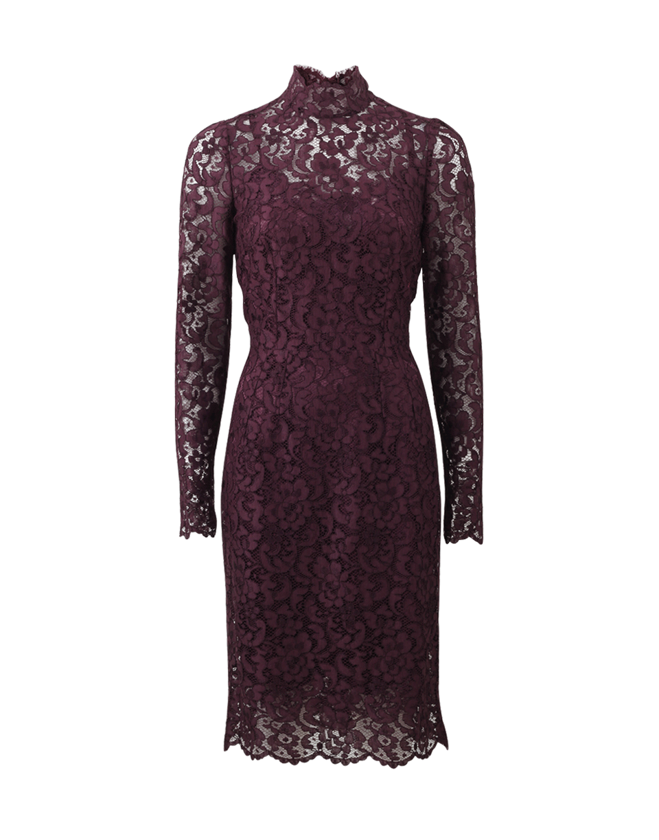 DOLCE & GABBANA-High Neck Lace Dress-VIOLET