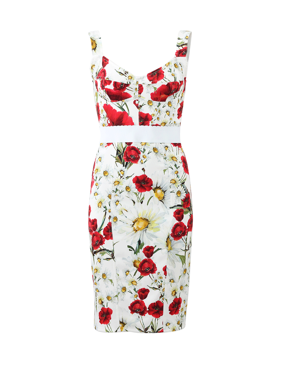 DOLCE & GABBANA-Floral Cady Dress-WHITE