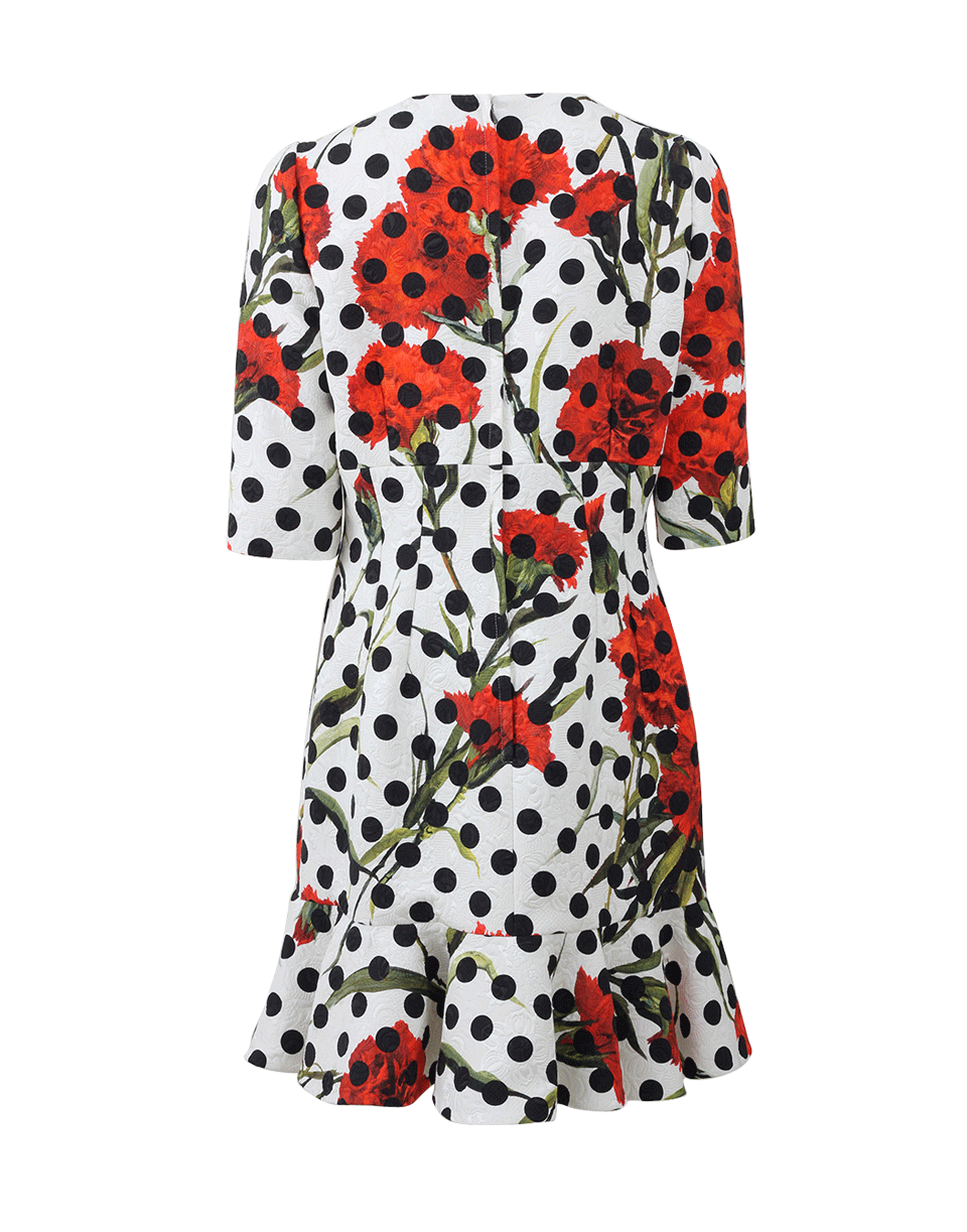 DOLCE & GABBANA-Floral Dot Dress-WHITE