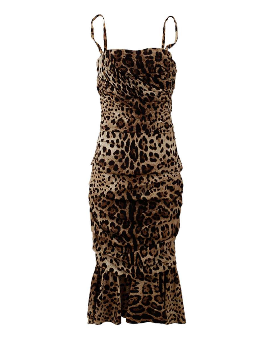 DOLCE & GABBANA-Leopard Ruched Dress-LEOPARD
