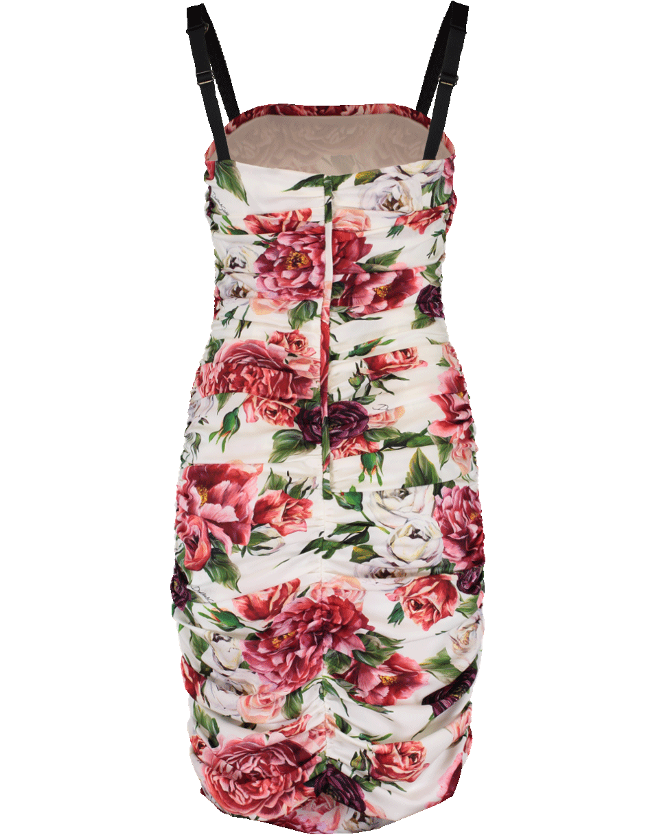 DOLCE & GABBANA-Rose Print Ruched Dress-
